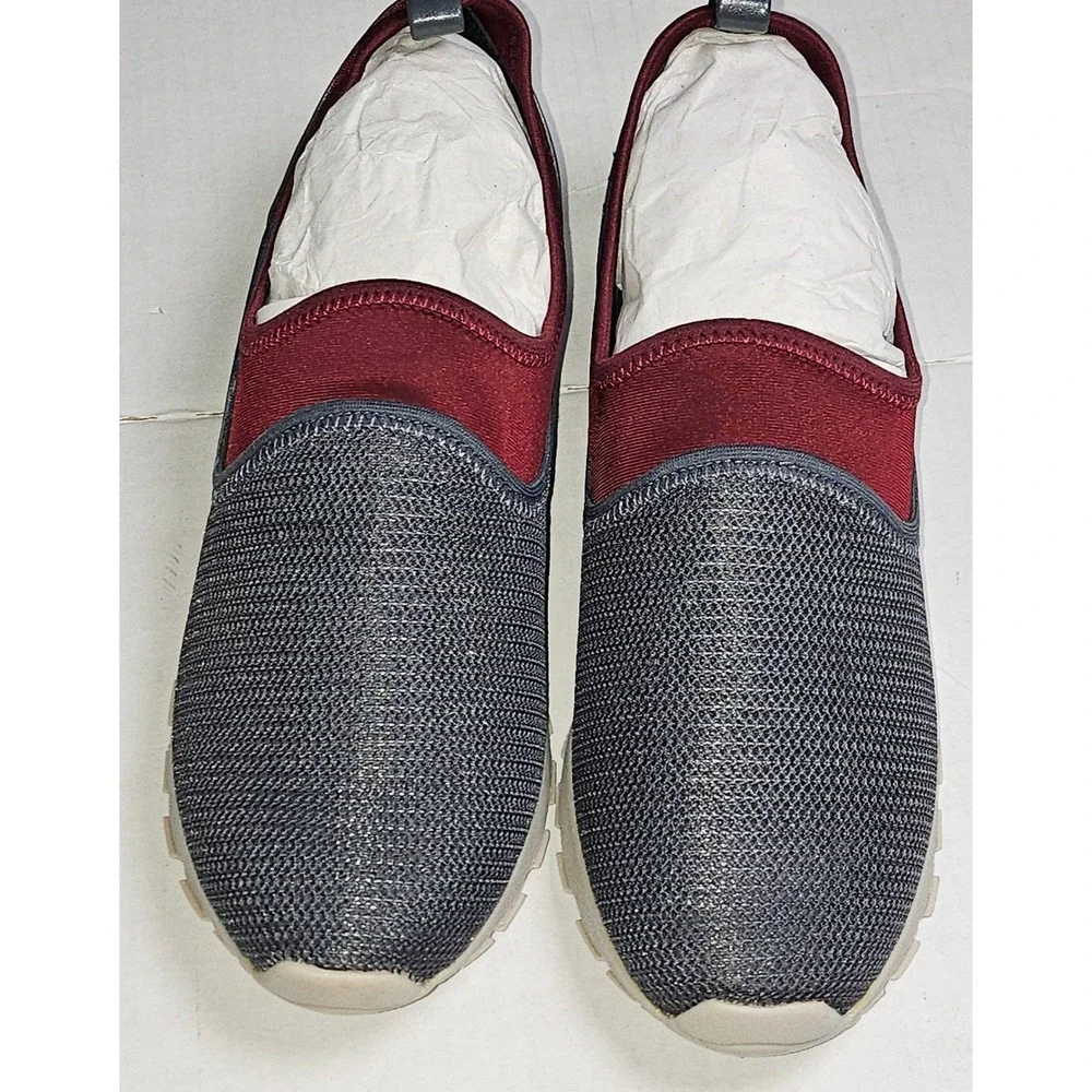 Lori Goldstein LOGO LI-POSY Carbon Grey Mesh Neoprene Slip On Sneakers Women 8.5
